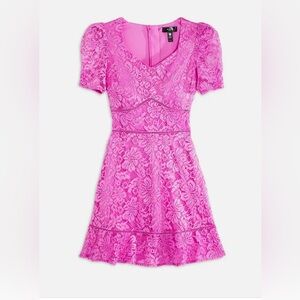 Aqua Hot Pink Lace Fit-and-Flare Dress for Girls
